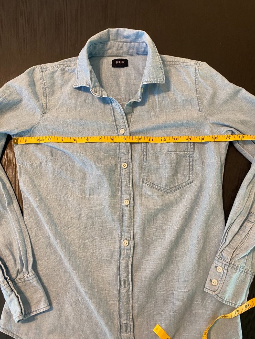 ๐ผ J.Crew Chambray Button Down Shirt XXS | Light Blue Classic Capsule Wardrobe - Picture 6 of 11
